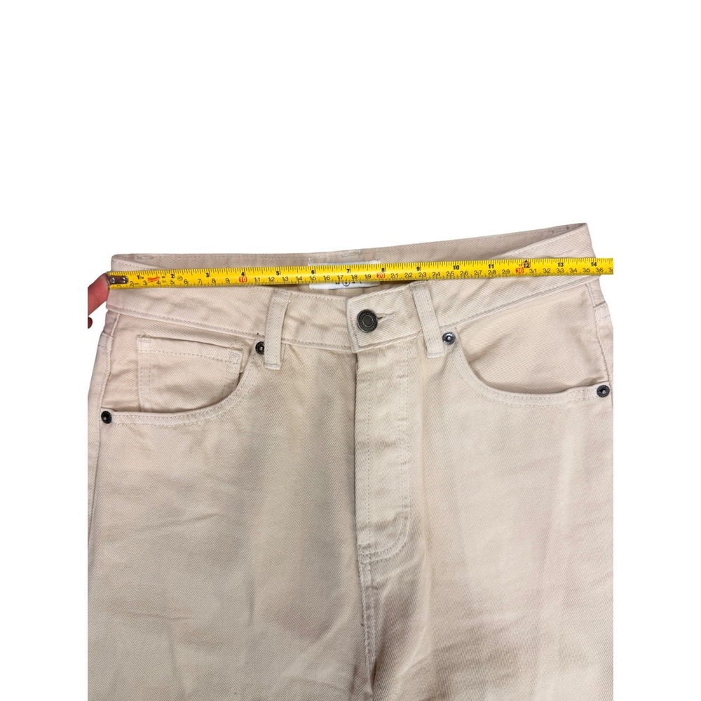 House of CB Yara Beige High Waisted Wide Leg Button Fly Cotton Jeans Small - Picture 8 of 10